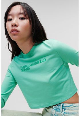 Bluza crop de bumbac organic cu logo