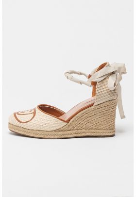 Espadrile wedge cu imprimeu logo