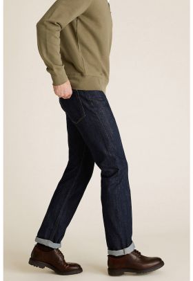 Blugi regular fit cu cusaturi contrastante