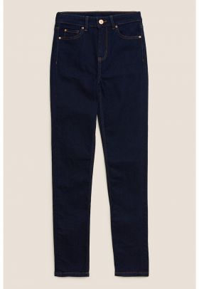 Blugi slim fit cu talie inalta