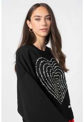 Bluza sport cu imprimeu logo si maneci cazute