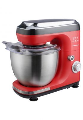 Mixer planetar - 600 W - miscare eliptica - bol inox 5 L - tel - paleta si carlig din aluminiu turnat - Rosu/Negru