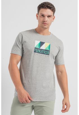 Tricou cu decolteu la baza gatului cu logo Brody