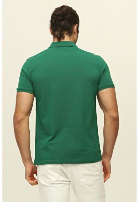 Tricou polo de bumbac cu broderie pe piept