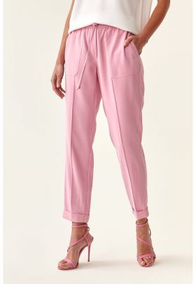 Pantaloni crop conici cu snur