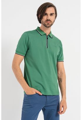 Tricou polo cu fermoar scurt