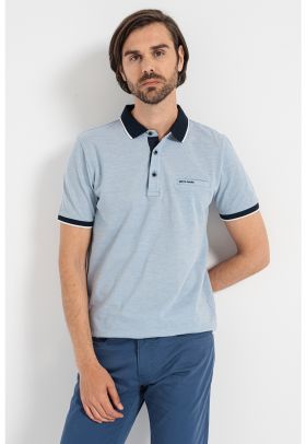 Tricou polo de bumbac cu margini contrastante