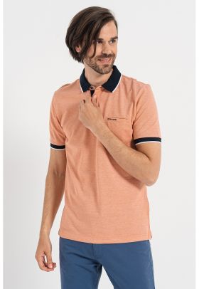 Tricou polo de bumbac cu margini contrastante