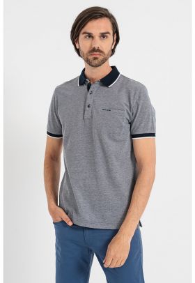 Tricou polo de bumbac cu margini contrastante