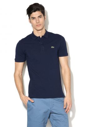 Tricou polo slim fit negru din pique cu logo PH4012-00-031