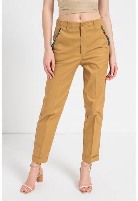 Pantaloni crop cu talie inalta