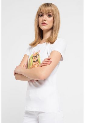 Tricou cu imprimeu si decolteu rotund