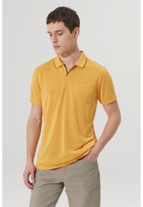 Tricou polo slim fit cu buzunar pe piept