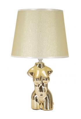 Lampa de masa, Glam Woman, Mauro Ferretti, 1 x E27, 40W, Ø25 x 42.5 cm, ceramica/fier/textil, auriu