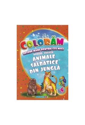 Coloram desene mari pentru cei mici Animale salbatice din jungla