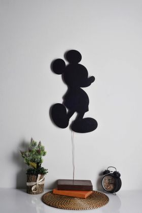 Decoratiune luminoasa LED, Mickey Mouse, MDF, 60 LED-uri, Galben