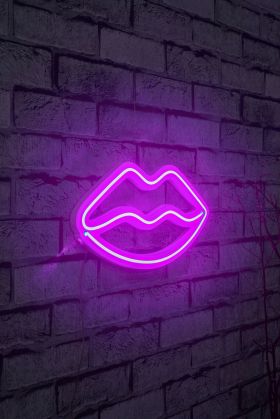 Decoratiune luminoasa LED, Lips, Benzi flexibile de neon, DC 12 V, Roz