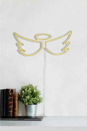 Decoratiune luminoasa LED, Angel, Benzi flexibile de neon, DC 12 V, Galben