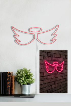 Decoratiune luminoasa LED, Angel, Benzi flexibile de neon, DC 12 V, Roz