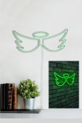 Decoratiune luminoasa LED, Angel, Benzi flexibile de neon, DC 12 V, Verde