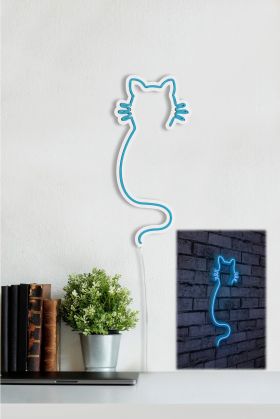 Decoratiune luminoasa LED, Cat, Benzi flexibile de neon, DC 12 V, Albastru