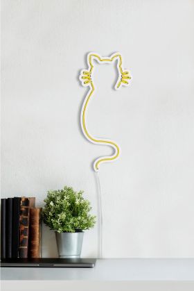 Decoratiune luminoasa LED, Cat, Benzi flexibile de neon, DC 12 V, Galben