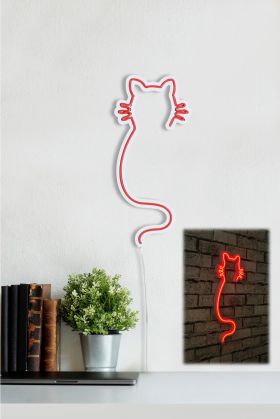 Decoratiune luminoasa LED, Cat, Benzi flexibile de neon, DC 12 V, Rosu