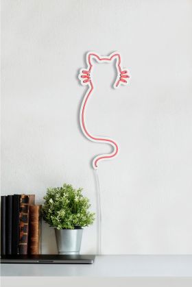 Decoratiune luminoasa LED, Cat, Benzi flexibile de neon, DC 12 V, Roz