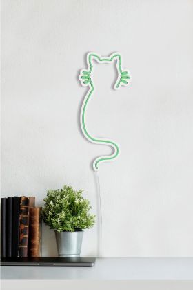 Decoratiune luminoasa LED, Cat, Benzi flexibile de neon, DC 12 V, Verde