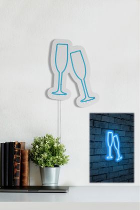 Decoratiune luminoasa LED, Champagne Glasses, Benzi flexibile de neon, DC 12 V, Albastru