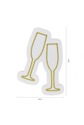 Decoratiune luminoasa LED, Champagne Glasses, Benzi flexibile de neon, DC 12 V, Galben