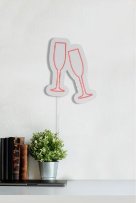 Decoratiune luminoasa LED, Champagne Glasses, Benzi flexibile de neon, DC 12 V, Roz