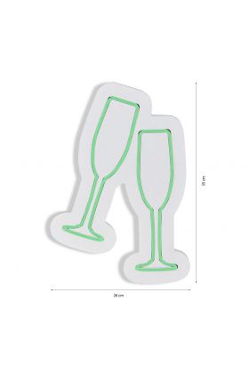 Decoratiune luminoasa LED, Champagne Glasses, Benzi flexibile de neon, DC 12 V, Verde