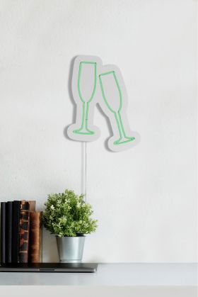 Decoratiune luminoasa LED, Champagne Glasses, Benzi flexibile de neon, DC 12 V, Verde