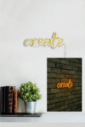 Decoratiune luminoasa LED, Create, Benzi flexibile de neon, DC 12 V, Galben