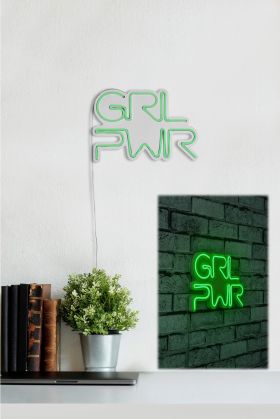 Decoratiune luminoasa LED, Girl Power, Benzi flexibile de neon, DC 12 V, Verde