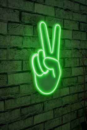 Decoratiune luminoasa LED, Victory Sign, Benzi flexibile de neon, DC 12 V, Verde