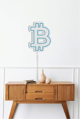 Decoratiune luminoasa LED, Bitcoin, Benzi flexibile de neon, DC 12 V, Albastru