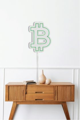 Decoratiune luminoasa LED, Bitcoin, Benzi flexibile de neon, DC 12 V, Verde