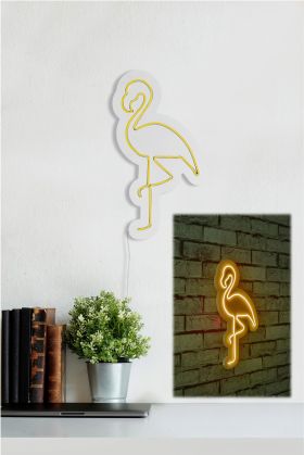 Decoratiune luminoasa LED, Flamingo, Benzi flexibile de neon, DC 12 V, Galben