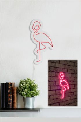 Decoratiune luminoasa LED, Flamingo, Benzi flexibile de neon, DC 12 V, Roz