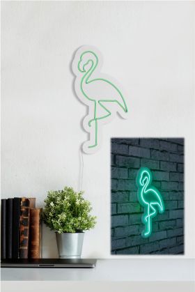 Decoratiune luminoasa LED, Flamingo, Benzi flexibile de neon, DC 12 V, Verde