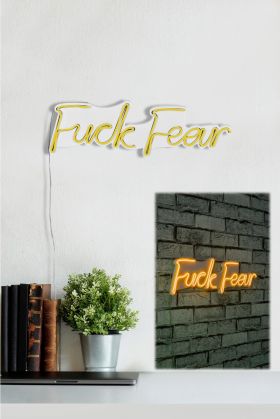 Decoratiune luminoasa LED, Fuck Fear, Benzi flexibile de neon, DC 12 V, Galben