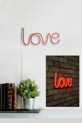 Decoratiune luminoasa LED, Love, Benzi flexibile de neon, DC 12 V, Rosu