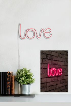 Decoratiune luminoasa LED, Love, Benzi flexibile de neon, DC 12 V, Roz