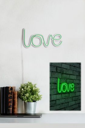 Decoratiune luminoasa LED, Love, Benzi flexibile de neon, DC 12 V, Verde