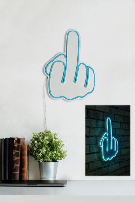 Decoratiune luminoasa LED, Middle Finger, Benzi flexibile de neon, DC 12 V, Albastru