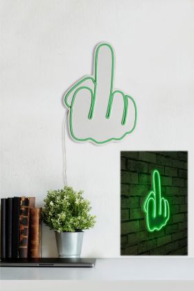 Decoratiune luminoasa LED, Middle Finger, Benzi flexibile de neon, DC 12 V, Verde