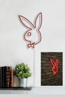 Decoratiune luminoasa LED, Playboy, Benzi flexibile de neon, DC 12 V, Rosu