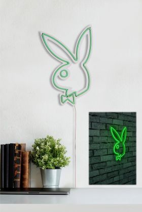 Decoratiune luminoasa LED, Playboy, Benzi flexibile de neon, DC 12 V, Verde